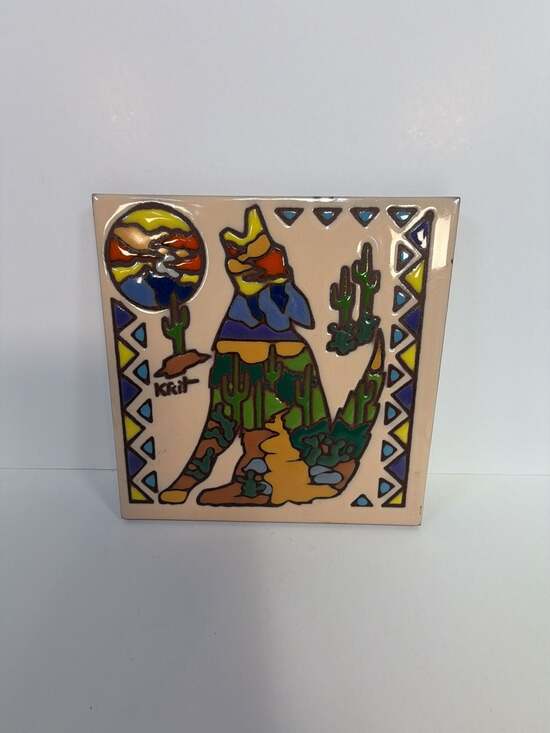 Earthtones Krit Other - Krit Earthtones The Serenading Coyotes Southwest Ceramic Wall Tile 1999
